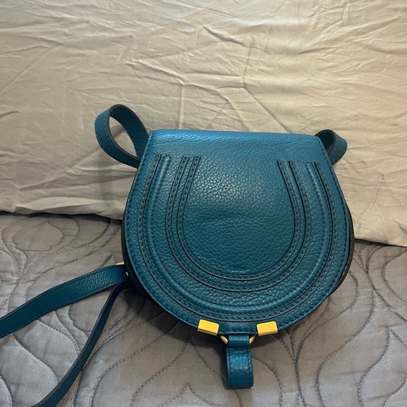 Chloe Mini Marcie Saddle Bag, Blue - 100% Authentic - Picture 5 of 15